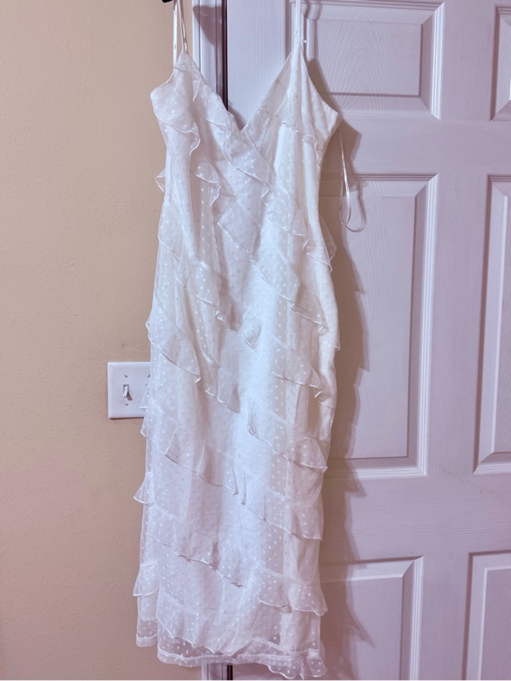 Lulus- White Ruffled Spaghetti Strap Dress- new with tags